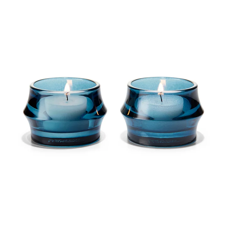 Holmegaard - Arc Porte-bougies à réchaud, Ø 7,2 cm, bleu foncé (set de 2)