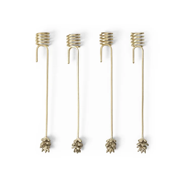 Forest Porte-bougies de Noël de Ferm Living dans la couleur laiton (set de 4)