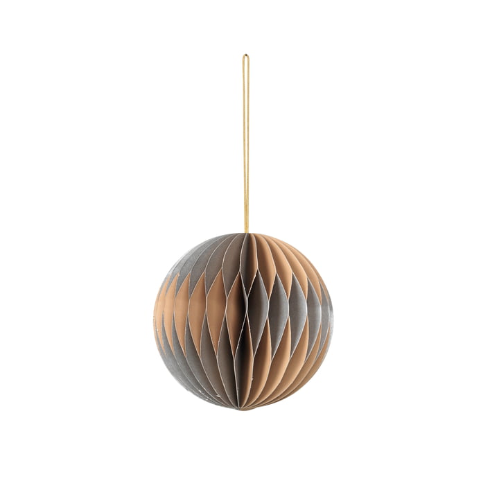 Broste-Copenhagen-Christmas-Ball-Pendentif de décoration-9-cm-silver-indian-tan