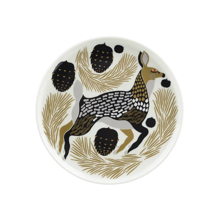 Oiva Peura Assiette, Ø 20 cm, blanc / coal / boue / gris clair / rouge de Marimekko