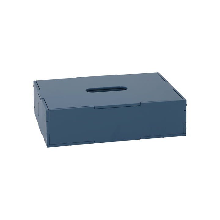 Nofred - Boîte de rangement avec couvercle, 33,5 x 9 x 24 cm, bleu