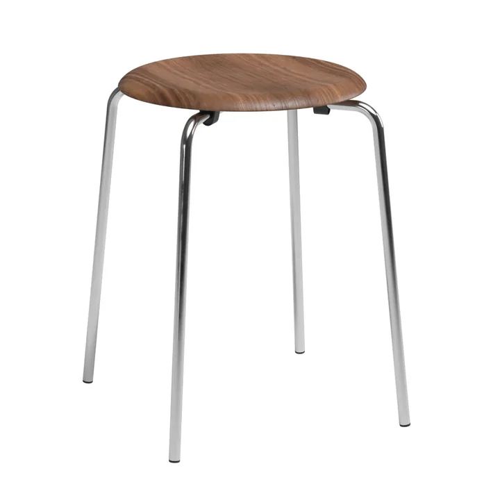 Fritz Hansen - Dot tabouret, placage noyer / piètement chromé