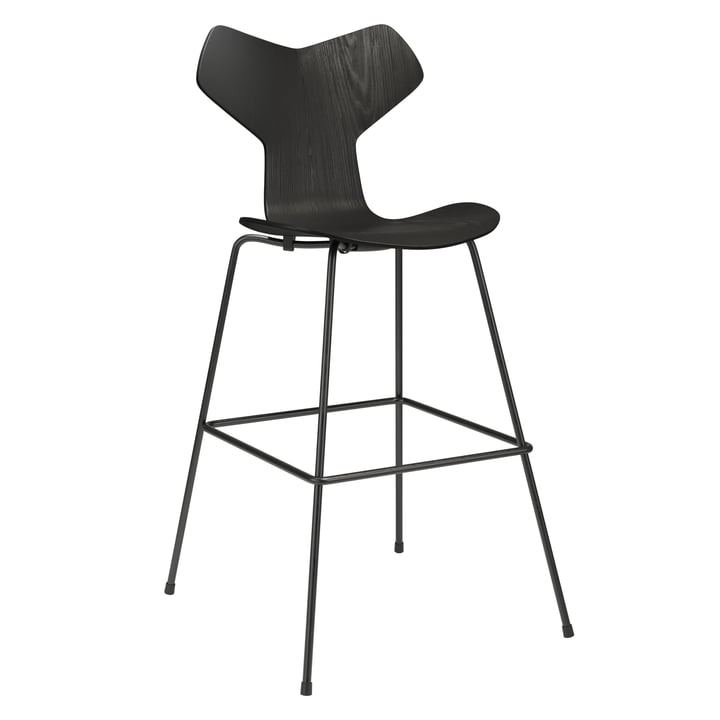 Grand Prix Tabouret de bar de Fritz Hansen dans la version haute, frêne noir / noir