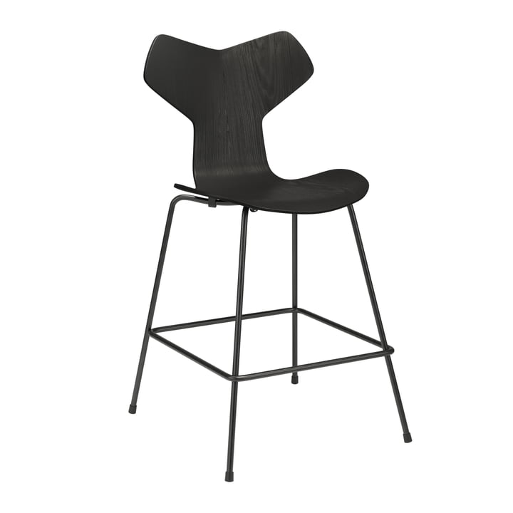 Grand Prix Tabouret de bar de Fritz Hansen dans la version basse, frêne noir / noir