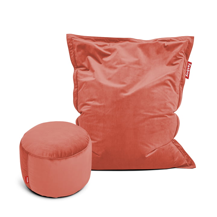 Fatboy - Original Slim Pouf Velvet avec Point Pouf Velvet, rhubarb