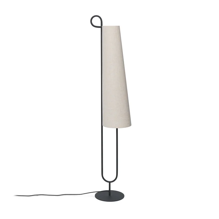 Ancora Lampadaire, structure noire / abat-jour naturel de Ferm Living