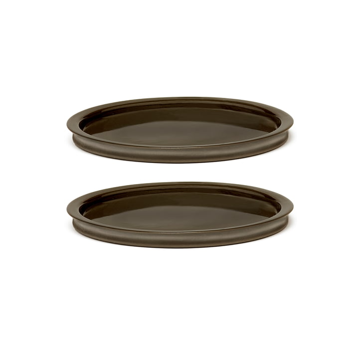 Dune Assiette by Kelly Wearstler, Ø 23 cm, Slate / marron (set de 2) de Serax