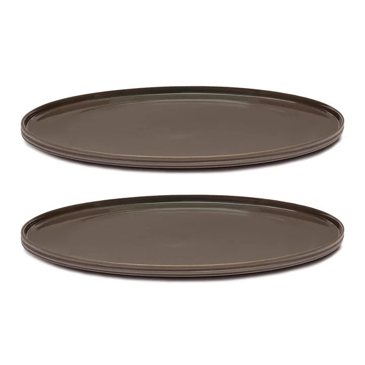 Dune Assiette by Kelly Wearstler, Ø 33 cm, Slate / marron (set de 2) de Serax