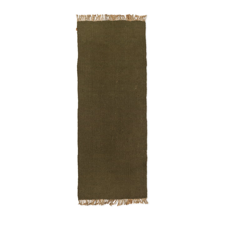 ferm Living - Block Runner, 80 x 200 cm, olive / nature