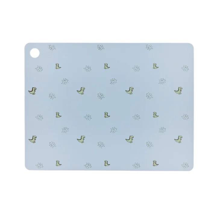 OYOY - Set de table Dino, Theo, 45 x 34 cm, pale blue