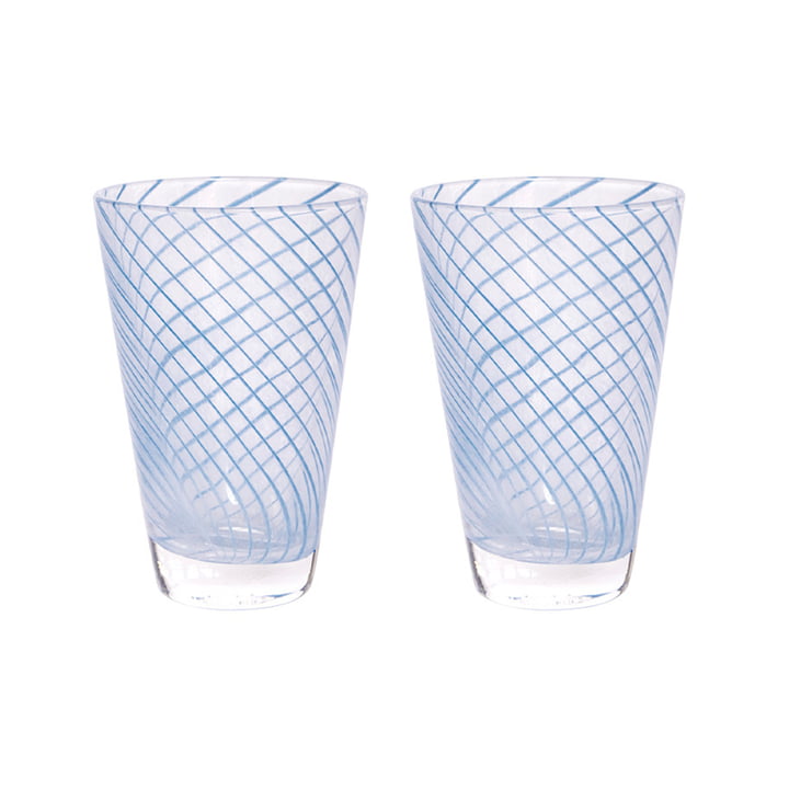 OYOY - Yuka Swirl verre à boire, bleu (set de 2)