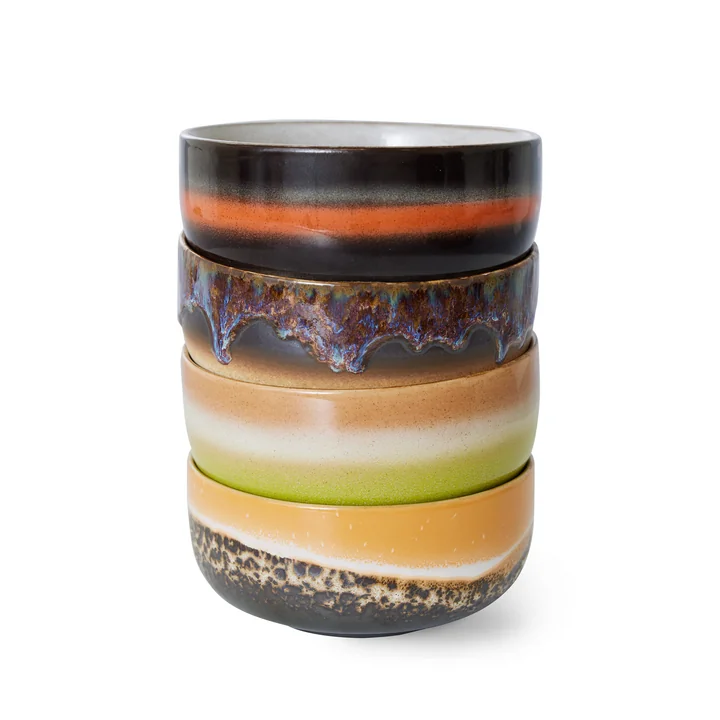 Kopie - HKliving - 70's Bols Dessert (4-pièces), Ø 12,5 cm, humus
