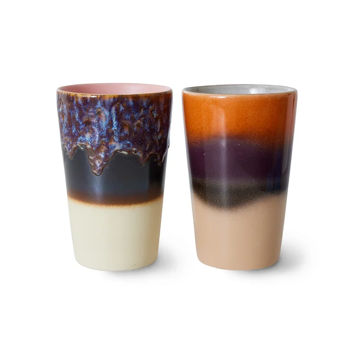 HKliving - 70's Mug de thé (set de 2) 475 ml, dusk