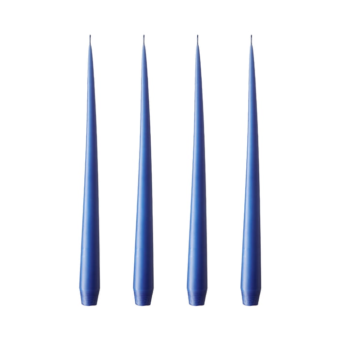 ester & erik - Bougie pointue, 24 cm, No. 48, cornflower / matt (set de 4)