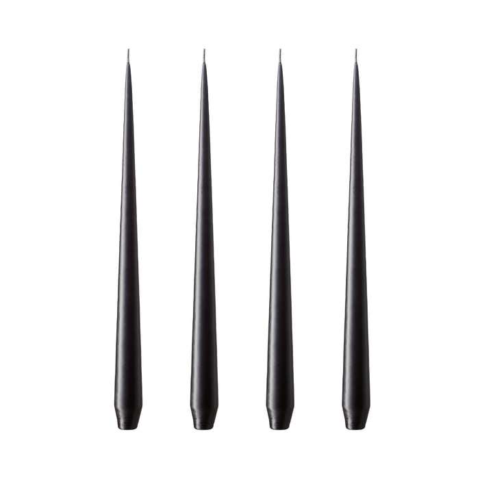 ester & erik - Bougie pointue, 24 cm, No. 75, raw black / matt (set de 4)