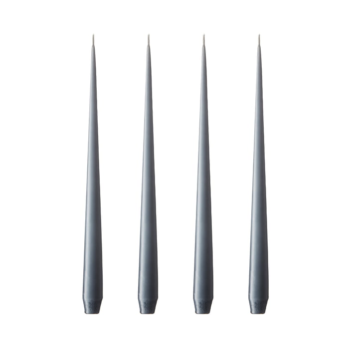 ester & erik - Bougie pointue, 24 cm, No. 74, dark slate / matt (set de 4)