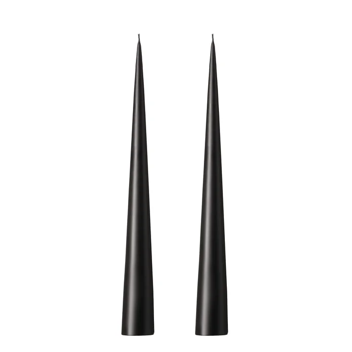 ester & erik - Bougie conique, 25 cm, No. 75, raw black / matt (set de 2)