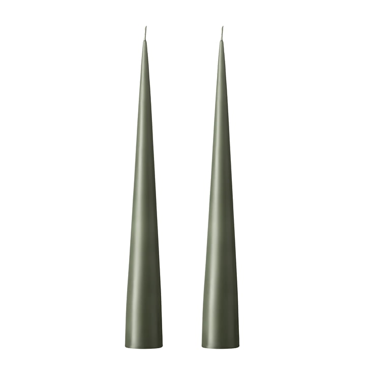 ester & erik - Bougie conique, 25 cm, No. 70, green soil / matt (set de 2)