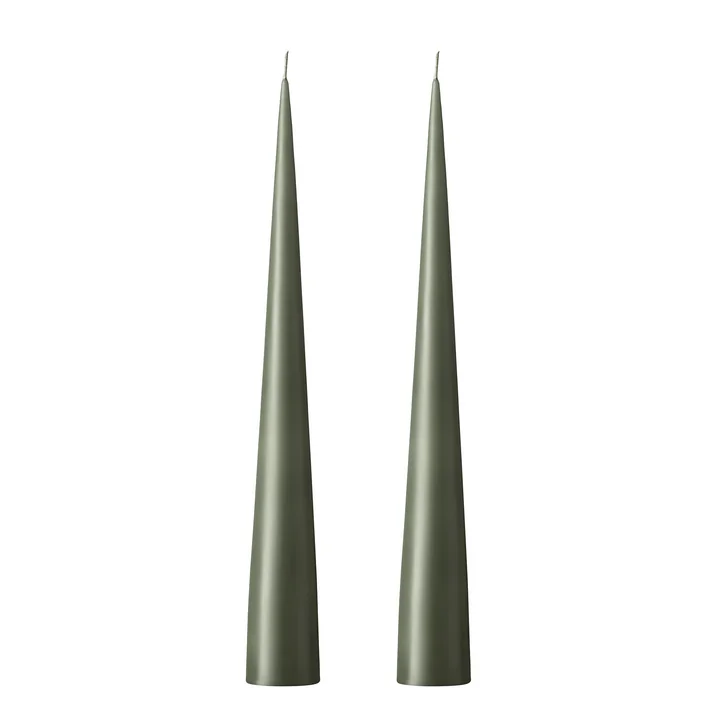ester & erik - Bougie conique, 25 cm, No. 70, green soil / matt (set de 2)
