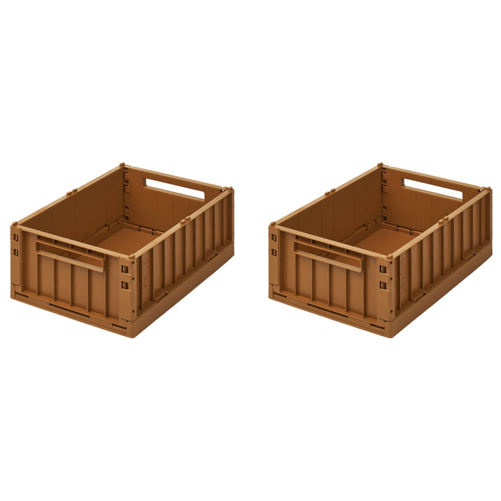 LIEWOOD - Weston Boîte de rangement, 26 x 25 x 13,5 cm, golden caramel (lot de 2)