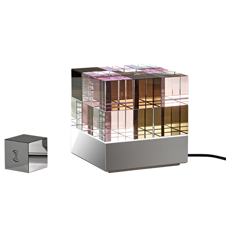 Tecnolumen - CUBELIGHTmove Lampe LED à accu avec cube radio, rose / noir