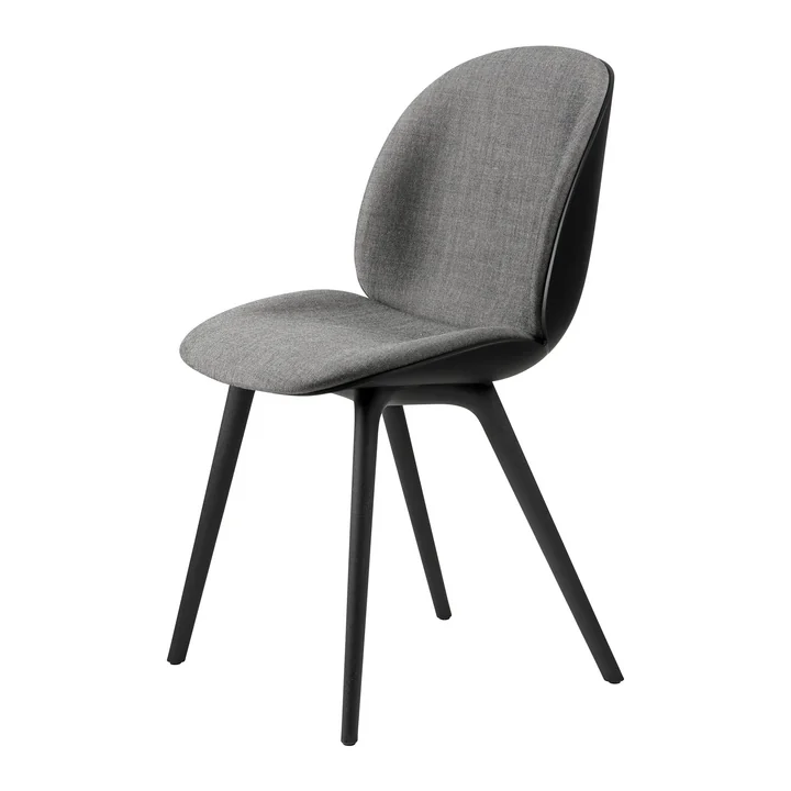 Gubi - Beetle Dining Chair Rembourrage avant (Plastic Base), noir / Remix 3 (152)