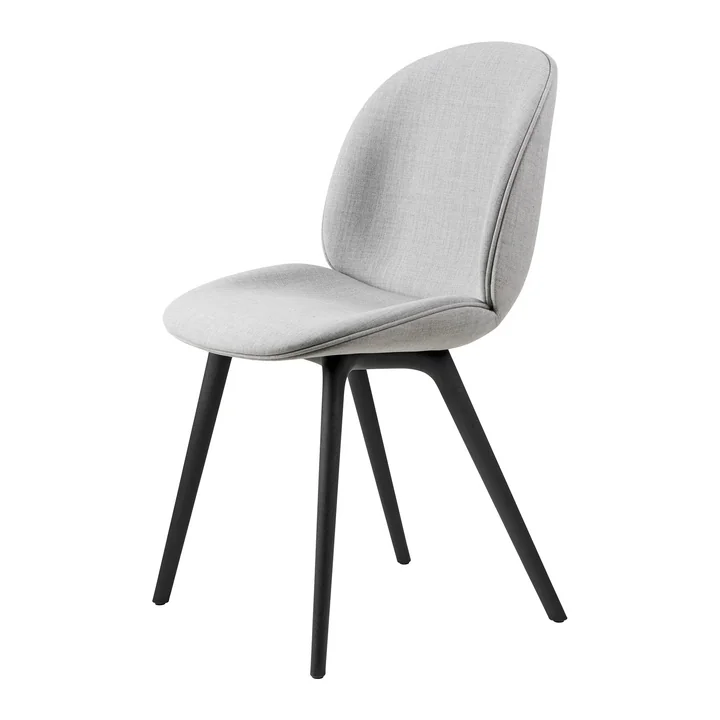 Gubi - Beetle Dining Chair Rembourrage intégral (Plastic Base), Noir / Remix 3 (123)