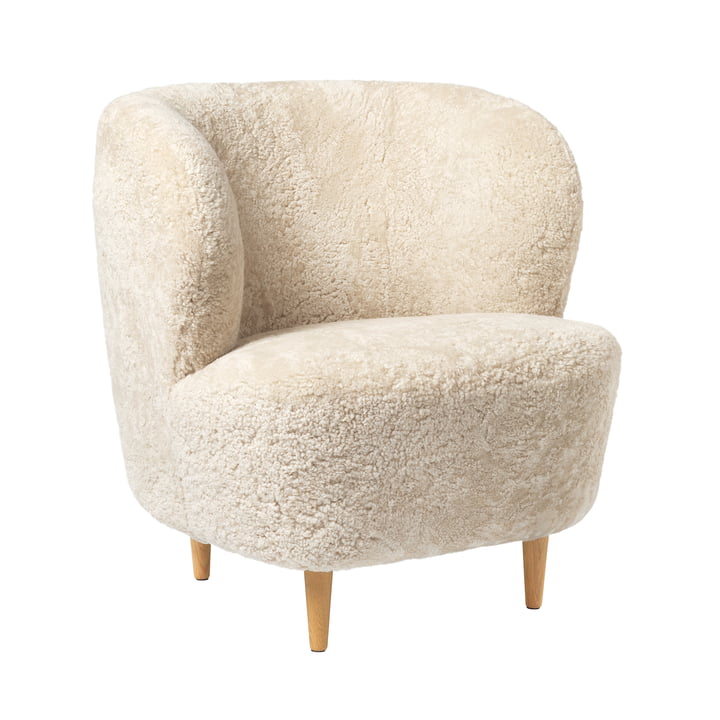 Gubi - Stay Lounge Chair small, chêne laqué mat / Sheepskin Skandilock (moonlight)