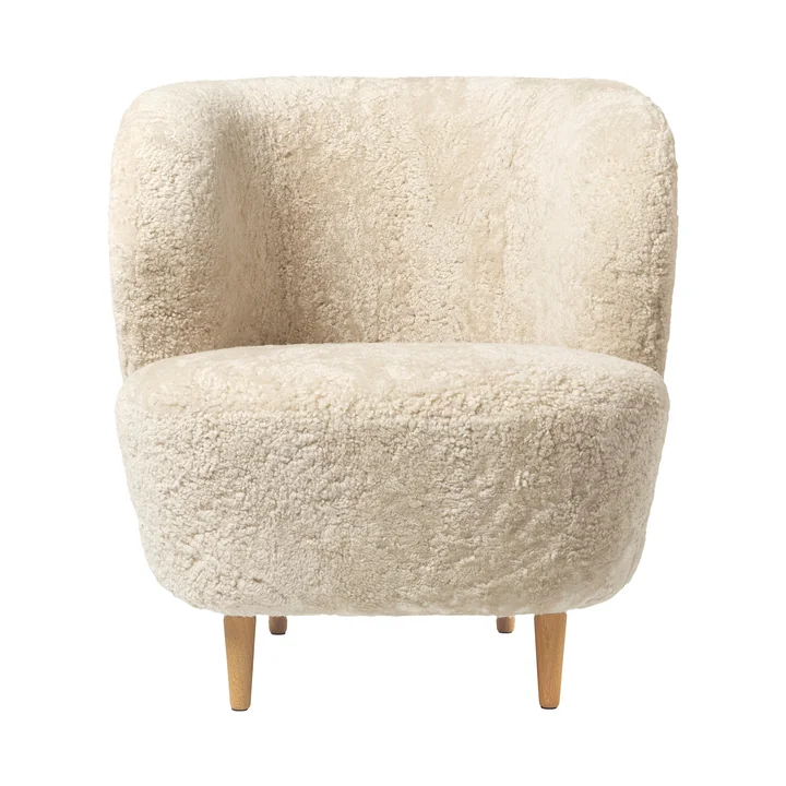Gubi - Stay Lounge Chair small, chêne laqué mat / Sheepskin Skandilock (moonlight)