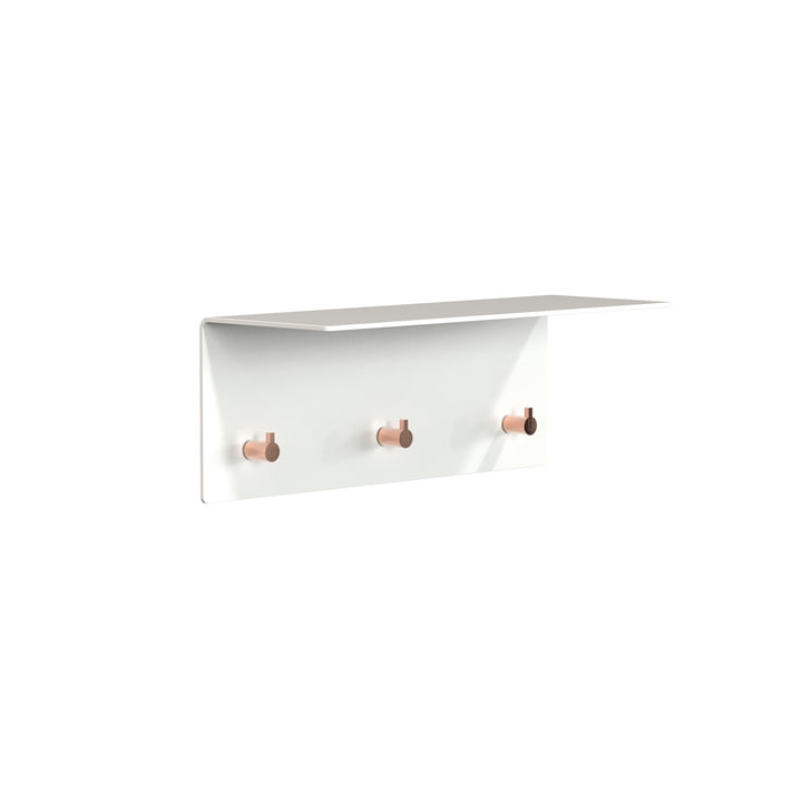 Unu Portemanteau mural, blanc mat/cuivre poli, l x h x p 40 x 15 x 15 cm de Frost