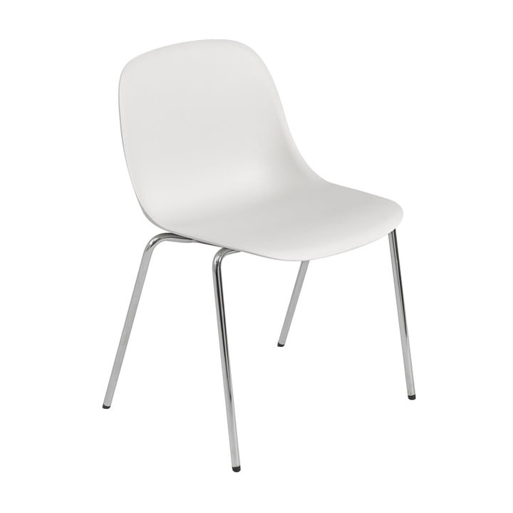 Muuto - Fiber Side Chair Tube Base, chrome / blanc recyclé