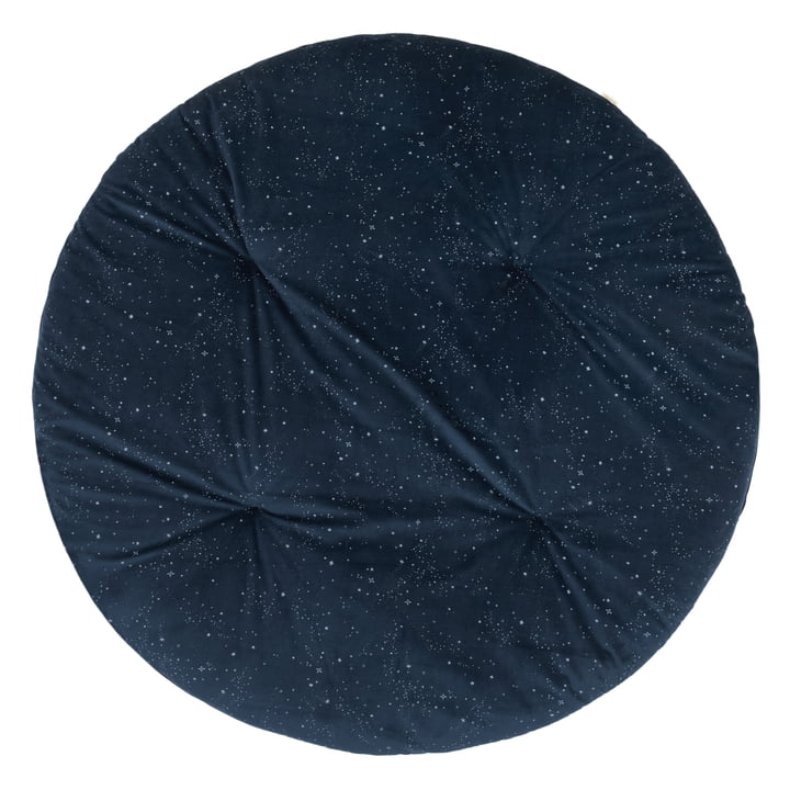 Fluffy Tapis de jeu en velours, Ø 110 x 6 cm, night blue silver milky way de Nobodinoz