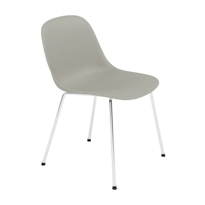 Muuto - Fiber Side Chair Tube Base, chrome / gris recyclé