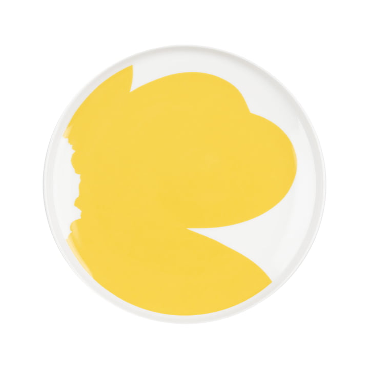 Oiva Iso Unikko Assiette, Ø 25 cm, blanc / spring yellow de Marimekko