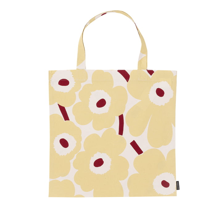 Pieni Unikko sac en coton, cotton / butter yellow / rouge de Marimekko