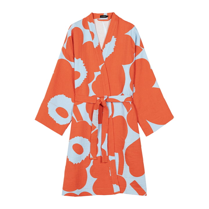 Marimekko - Unikko Peignoir, L, bleu clair / orange