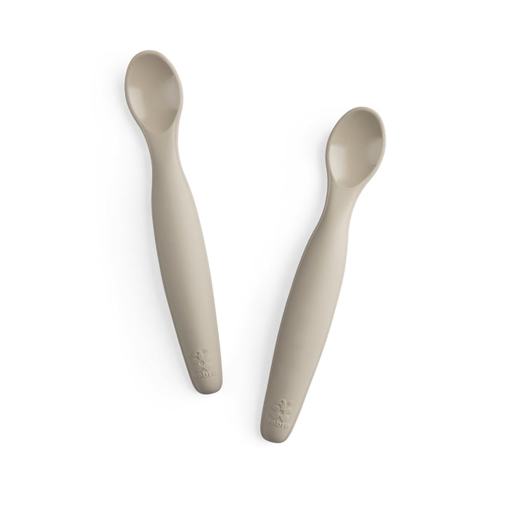 Sebra - Cuillère en silicone, jetty beige (lot de 2)