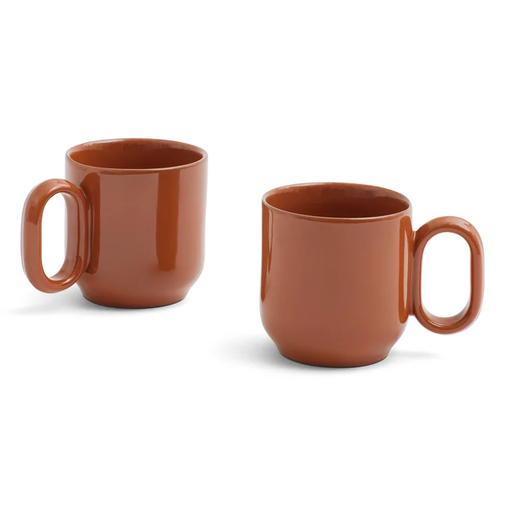 Barro Gobelet avec anse, terracotta (set de 2) de HAY