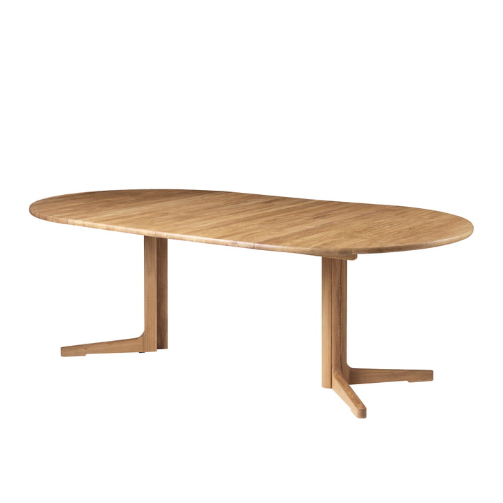 C69E Table de salle à manger, 120 x 220 cm, chêne naturel huilé (avec deux plateaux supplémentaires) de FDB Møbler