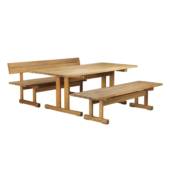 FDB Møbler - M17 Table de jardin et bancs, frêne huilé naturel