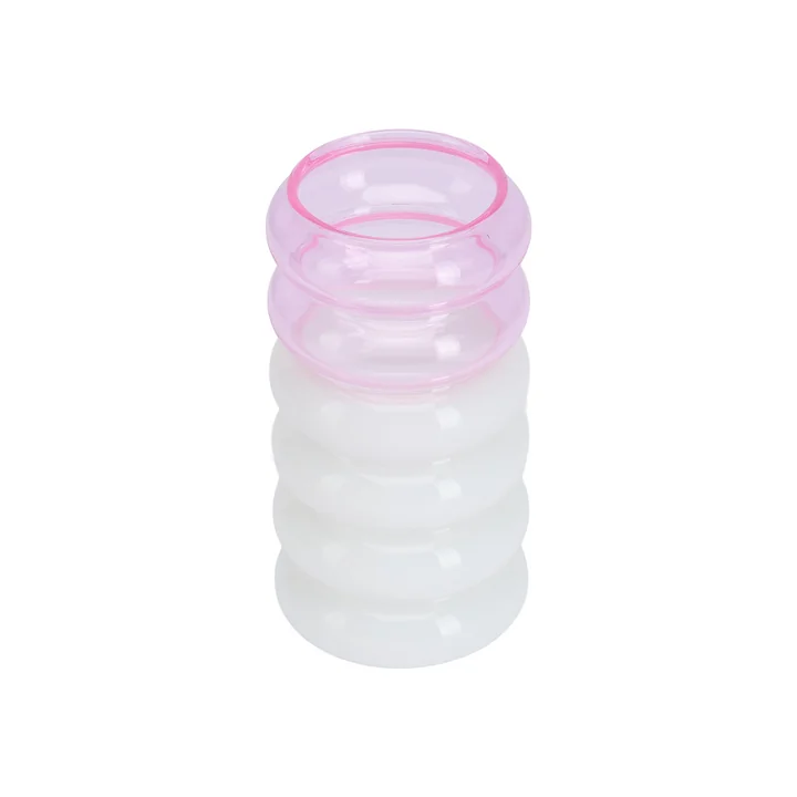 Bubble - 2 en 1 Vase & Bougeoir, H 13,5 cm, rose / blanc laiteux de Design Letters