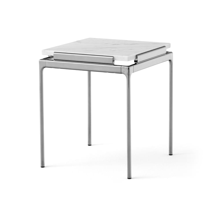 Sett Side Table LN11, Bianco Carrara / Chrome foncé de & Tradition