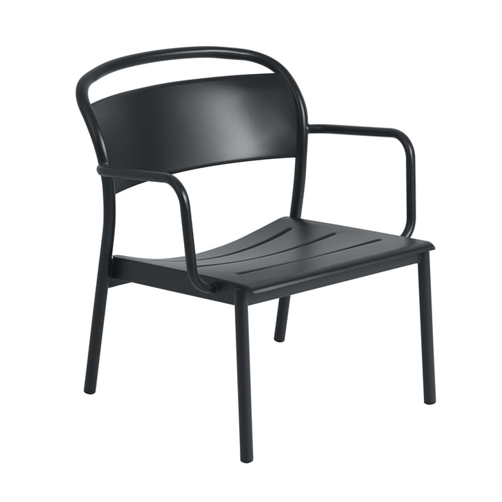 Linear Steel Lounge Armchair, noir anthracite RAL 7021 de Muuto