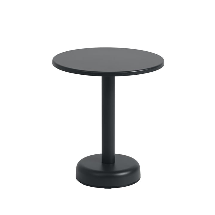 Linear Steel Outdoor Table basse, Ø 42 x H 47 cm, noir anthracite RAL 7021 de Muuto