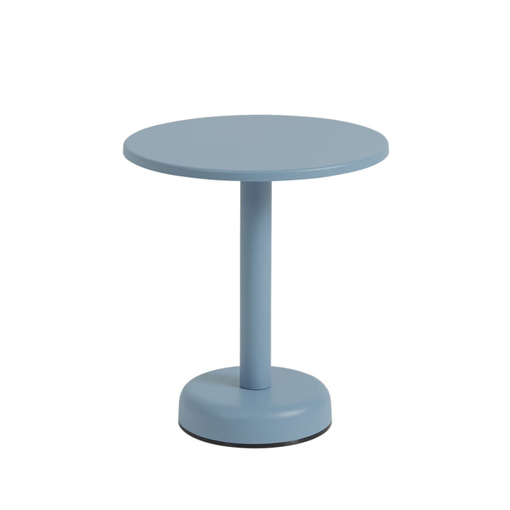 Linear Steel Outdoor Table basse, Ø 42 x H 47 cm, bleu clair NCS 4020-B de Muuto