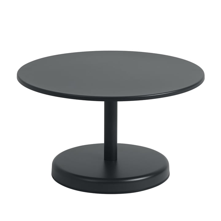 Linear Steel Outdoor Table basse, Ø 70 x H 40 cm, noir anthracite RAL 7021 de Muuto