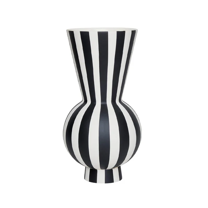 OYOY - Toppu Vase, Ø 14,5 x H 28 cm, blanc / noir