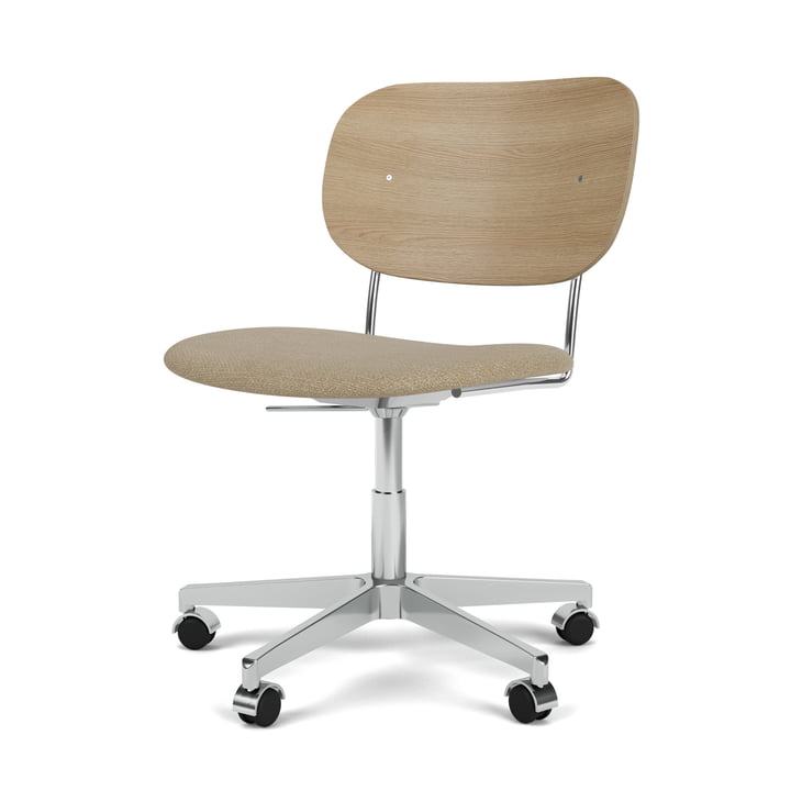 Co Task Chair, chêne naturel / aluminium, assise beige (tissu Audo Bouclé 02) de Audo