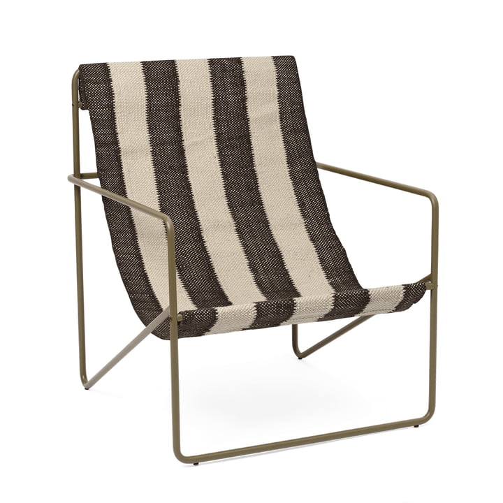 Desert Lounge Chair, olive / blanc cassé, chocolat de ferm Living