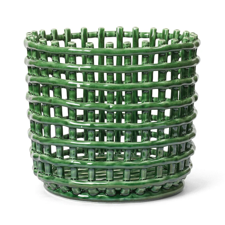 Corbeille en céramique, grande, emerald green de Ferm Living